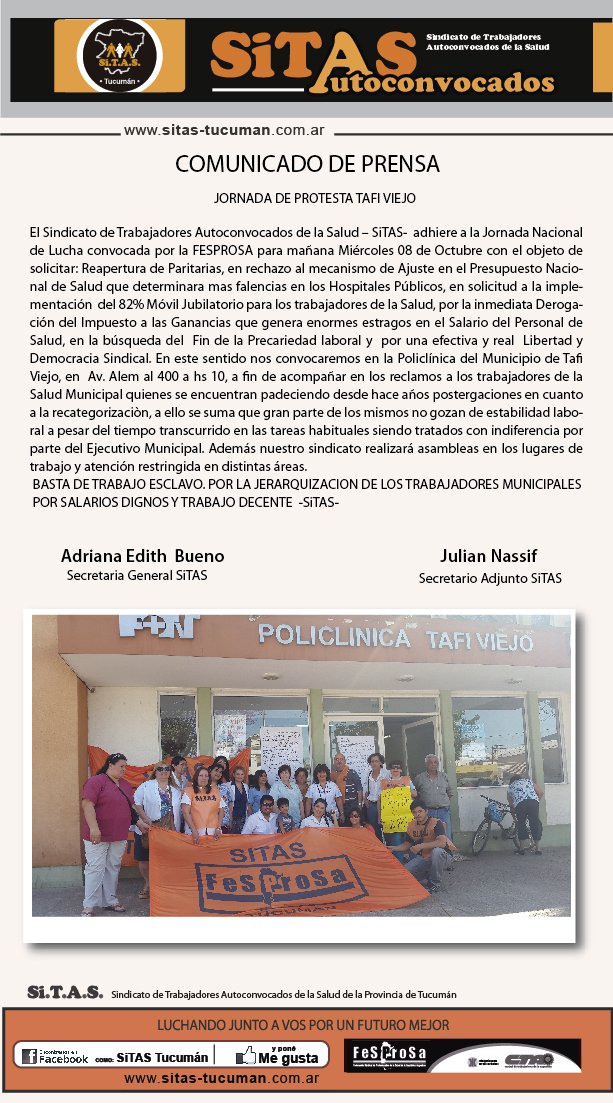 Protesta en Policlinica Tafi Viejo