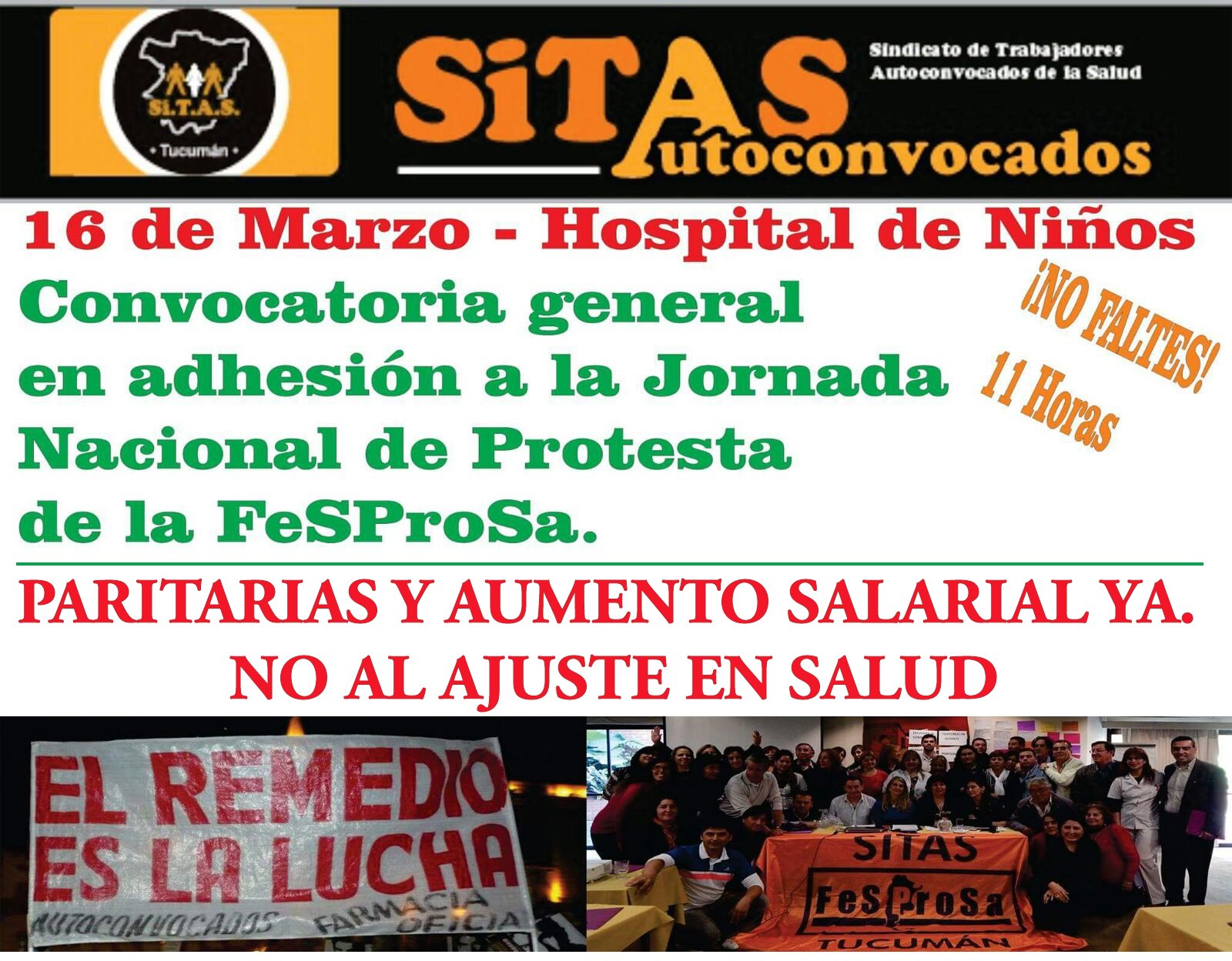 16 de Marzo – Hospital de Niños – 11 hs